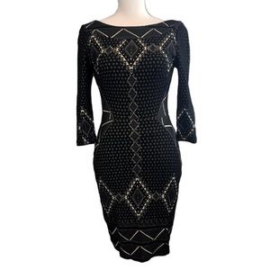 Tracy Reese black cream diamonds stars print Dress